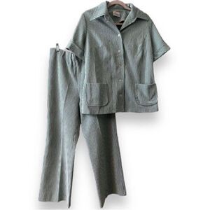 Prince of Dallas Paintsuit Green White Stripe Vintage 70’s Women’s M-XL